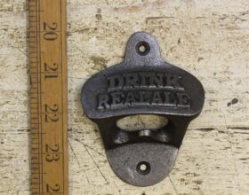 Bottle Opener Wall Mounted DRINK REAL ALE Cast Antique Iron