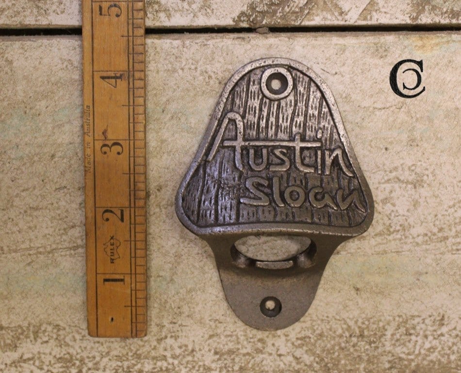 Bottle Opener Wall Mounted AUSTIN SLOAN Cast Antique Iron