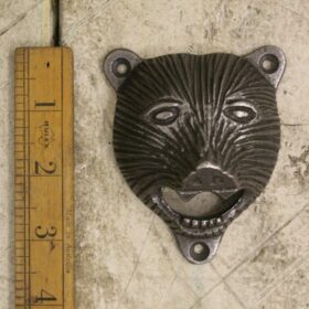 Bottle Opener Wall Mounted BEAR HEAD (happy) Cast Antique Iron