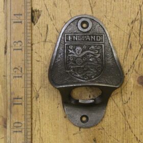 Bottle Opener Wall Mounted 3 LIONS ENGLAND Cast Antique Iron