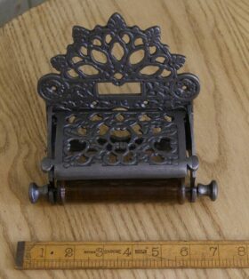 Toilet Roll Holder VICTORIAN with Lid Cast Antique Iron