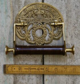 Toilet Roll Holder CROWN Fixture Solid Brass & Wood 150mm