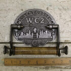 Toilet Roll Holder COVENT GARDEN WC2 Cast Antique Iron & Wood 150mm