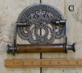 Toilet Roll Holder WATERLOO STATION Cast Antique Iron & Wood 150mm