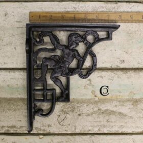 Shelf Bracket Dec Cast Satin Black Cherub 240 x 200mm