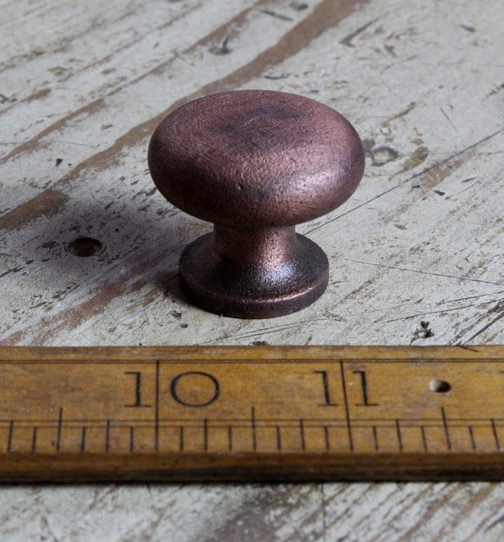 Knob Plain Shaker with Seam Cast Antique Copper 32mm Dia M4