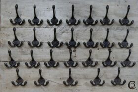 Hat & Coat Hook Triple 'A - Z' Cast Antique Iron 90mm