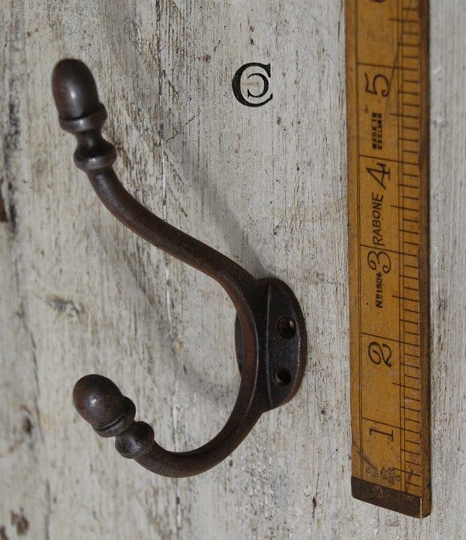 Hat & Coat Hook ACORN 4 Hole Antique Iron 130mm