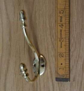 Hat & Coat Hook ACORN 2 Hole Solid Brass Polished 130mm
