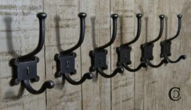 Coat Hook Double 2 Part Retro Antique Iron 125mm Number 9