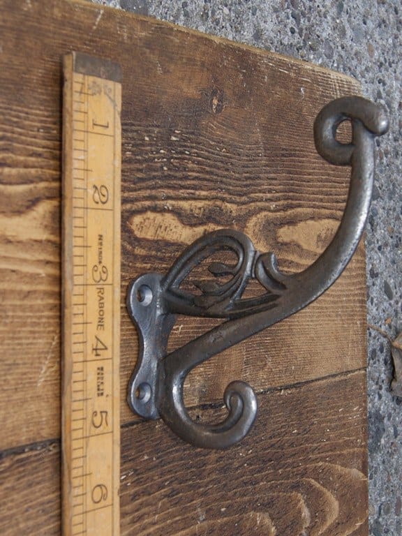 Hat & Coat Hook Swan Neck 'P' 4 Hole Antique Iron 125mm TBD