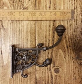 Hat & Coat Hook Ornate ROBSON Cast Antique Iron 125mm