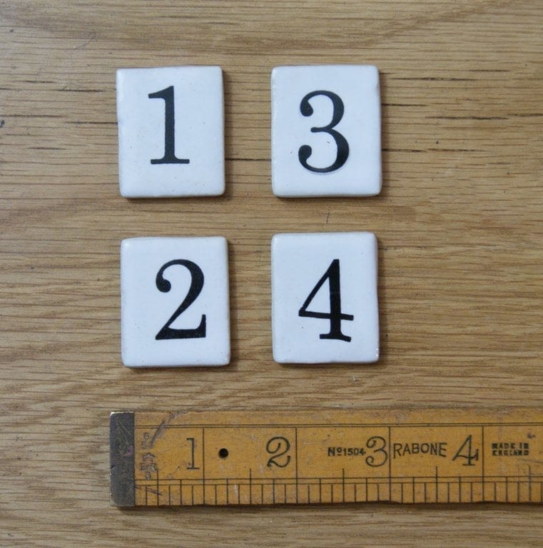 Ceramic Inserts For Label Frame Coat Hook Off-White Numbers 1 - 4