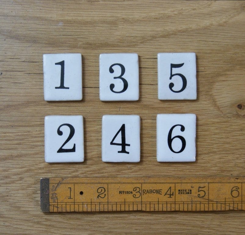 Ceramic Inserts For Label Frame Coat Hook Off-White Numbers 1 - 6