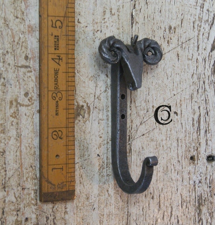 Sheep Head Scroll Hook Hand Forged Antique Iron 120mm