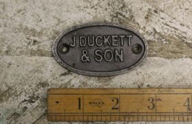 Plaque Oval J DUCKETT & SON Cast Antique Iron 75mm