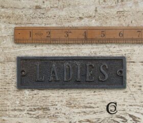 Plaque Toilet Door LADIES Antique Iron 152mm x 45mm