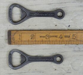 Bottle Opener Hand Held OLIVERS NORTHUMBERLAND Antique Iron