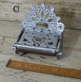 Toilet Roll Holder Victorian with Lid Chrome on Solid Brass