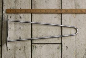Hairpin Leg 2 Prong CHROME on Iron 400mm