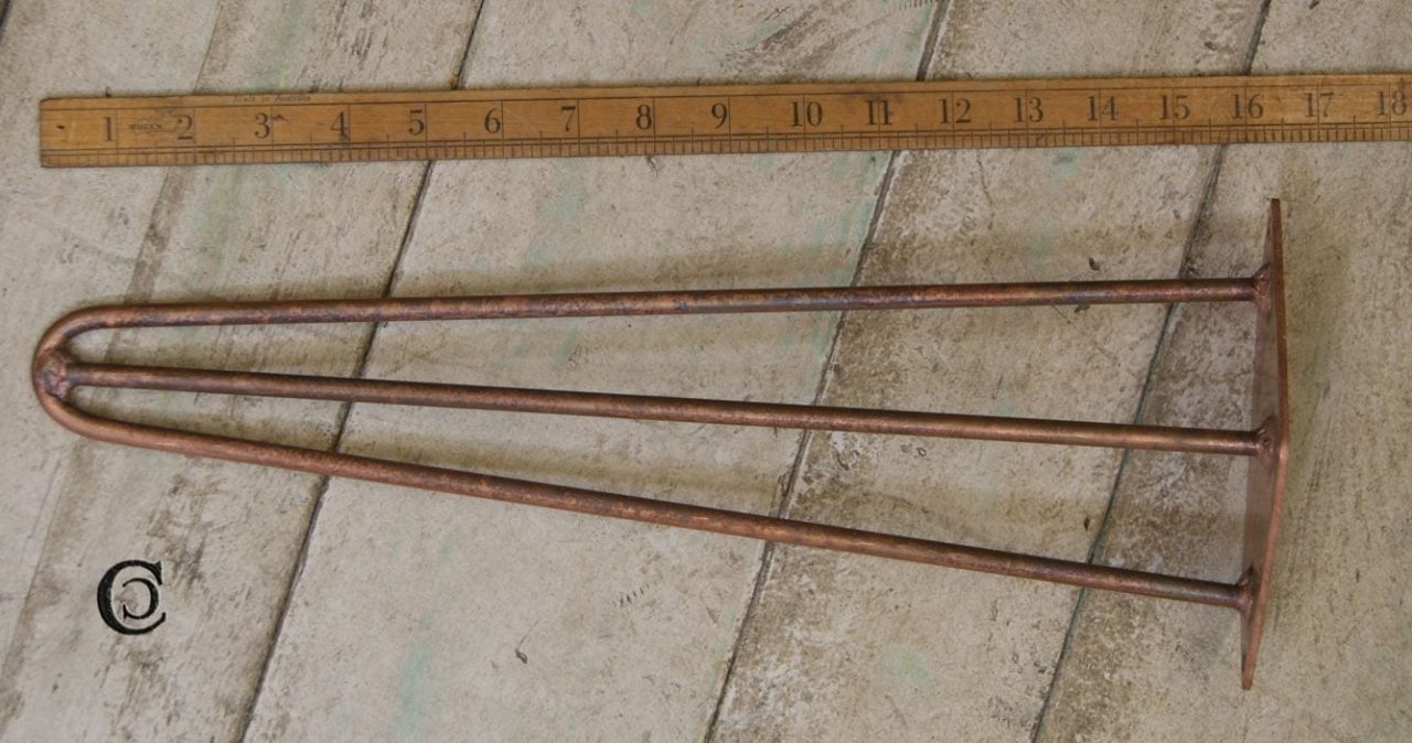 Hairpin Leg 3 Prong Antique Copper 400mm