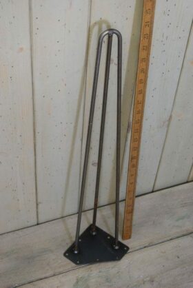 Hairpin Leg 3 Prong Antique Iron 8mm Diameter Rod 600mm