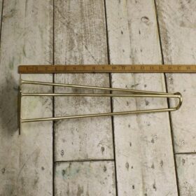 Hairpin Leg 3 Prong FOOTED Brass Plated 400mm