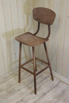 High Chair Bar Stool Vintage Seat & Back Antique Rust 700mm