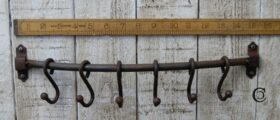 Sliding Hook Rail with 'S' Hooks Antique Iron 400mm Bowley
