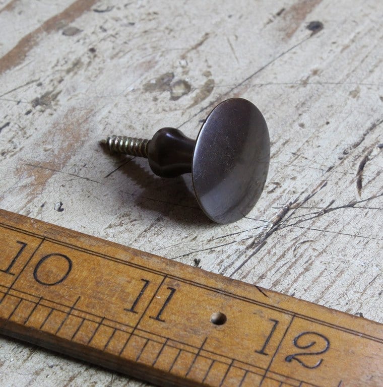 Knob Shutter Bureau Antique COPPER on Brass 25mm - Image 2