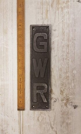 Push Finger Plate Vertical GWR Cast Antique Iron 295mm x 70mm