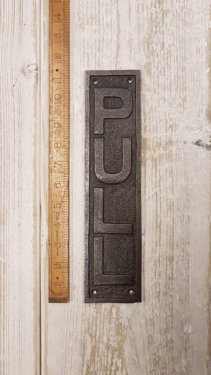 Finger Door Plate Vertical PULL Cast Antique Iron 295mm x 70mm TBD