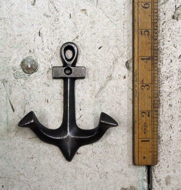 Coat Hook ANCHOR Shape Small Cast Antique Iron 110mm x 90mm