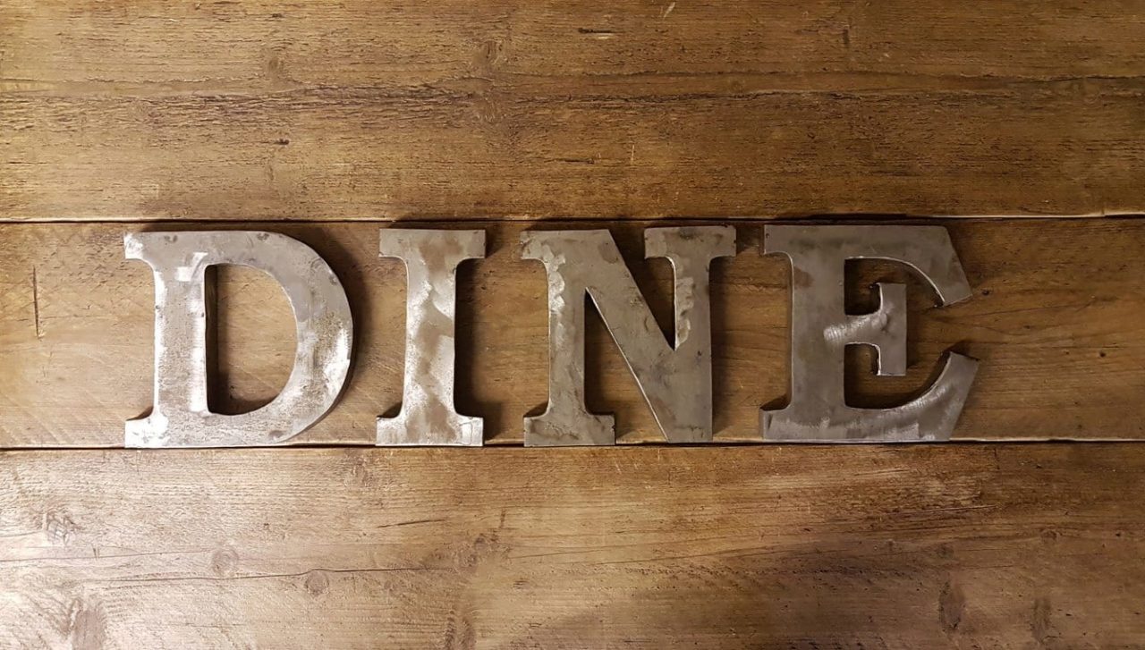 Wall Mounted Letters DINE Antique Finish 200mm High