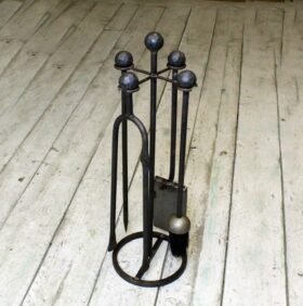 Fireside Companion Set Wrought Iron Floor Standing Antique Iron