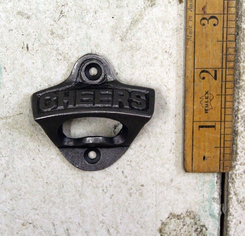 Bottle Opener Wall Mounted CHEERS Small Cast Antique Iron - Image 2