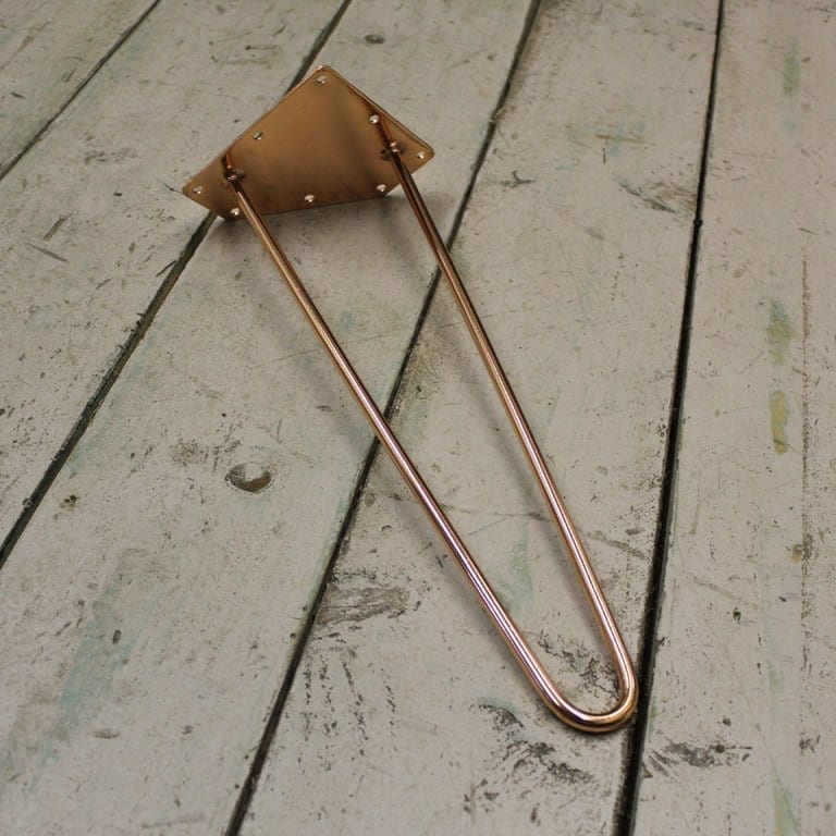 Hairpin Leg 2 Prong Polished Copper 400mm