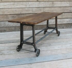 Dining Table End Frame with Castors GANSTEAD 650mm x 720mm Cast