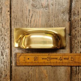 Cup Handle Square Rear Fix BRAMLEY Polished Brass 40mm x 103mm