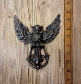 Door Knocker WINGED OWL Cast Antique Iron - 140mm x 165mm - TBD