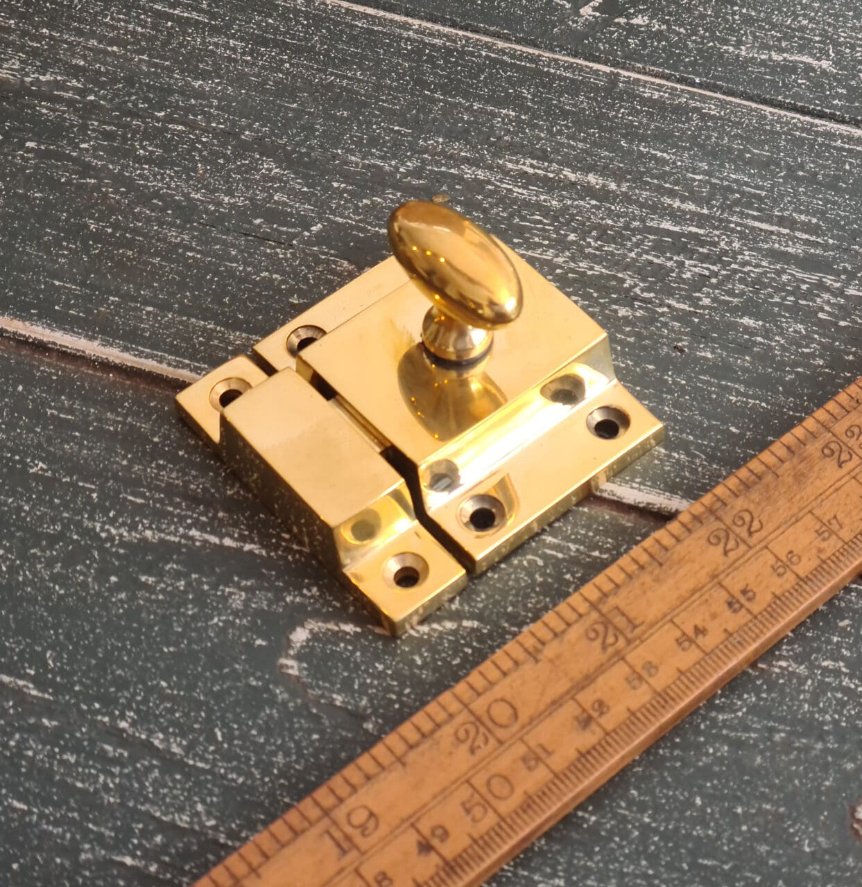 Cupboard Catch Oval Knob WITHAM Solid Brass 55mm - Image 2