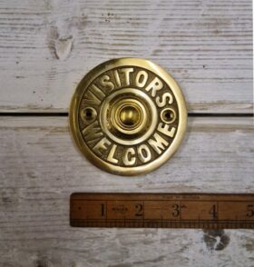Door Bell Push VISITORS Solid Brass 82mm Diameter