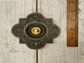 Door Bell Push QUATREFOIL Antique Iron 100mm x 100mm