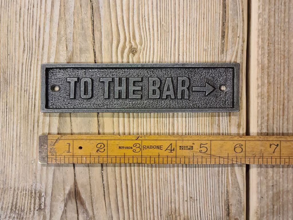Plaque TO THE BAR Antique Iron - 45mm x 150mm - TBD
