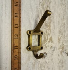 Hat & Coat Hook takes Ceramic Insert Label Antique Brass 113mm