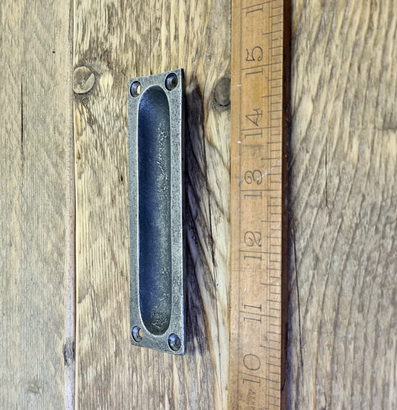 Flush Handle Square End Cast Antique Iron 130mm x 30mm - Image 3