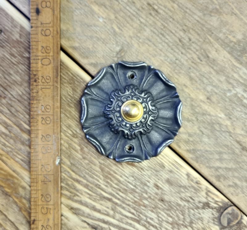 Door Bell Push EPPLEWORTH Brass & Antique Iron 85mm Diameter