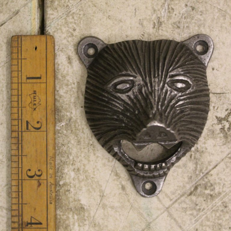 Bottle Opener Wall Mounted BEAR HEAD (angry) Cast Antique Iron