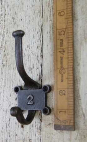 Coat Hook Double 2 Part Retro Antique Iron 125mm Number 2