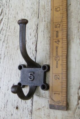 Coat Hook Double 2 Part Retro Antique Iron 125mm Number 5